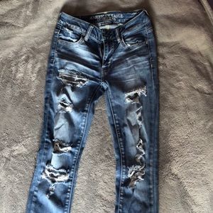 Light-wash Distressed American Eagle Jeans